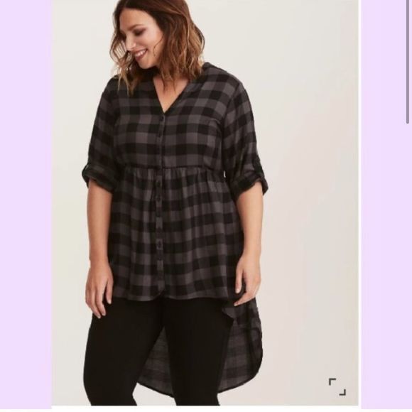 torrid Tops - Torrid Hi-low Flannel Top